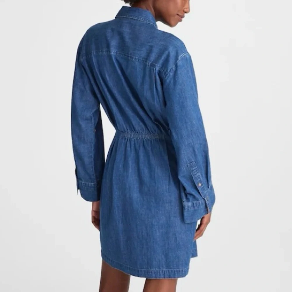 NWT Madewell Pleated Denim Mini Shirtdress in Bouvier Wash - Picture 2 of 7